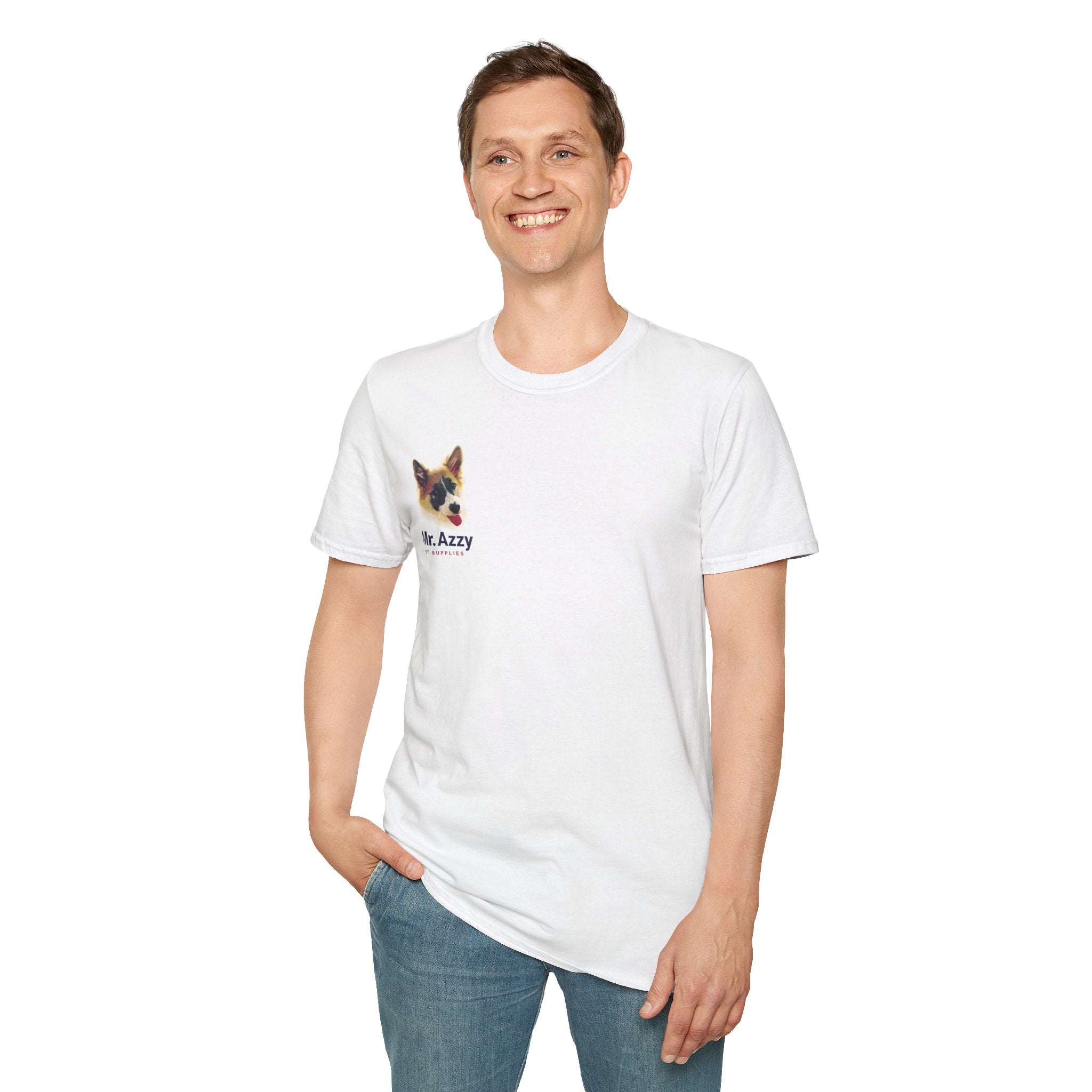 Mr. Azzy Official Logo T-Shirt – White Unisex Tee, Front & Back Print