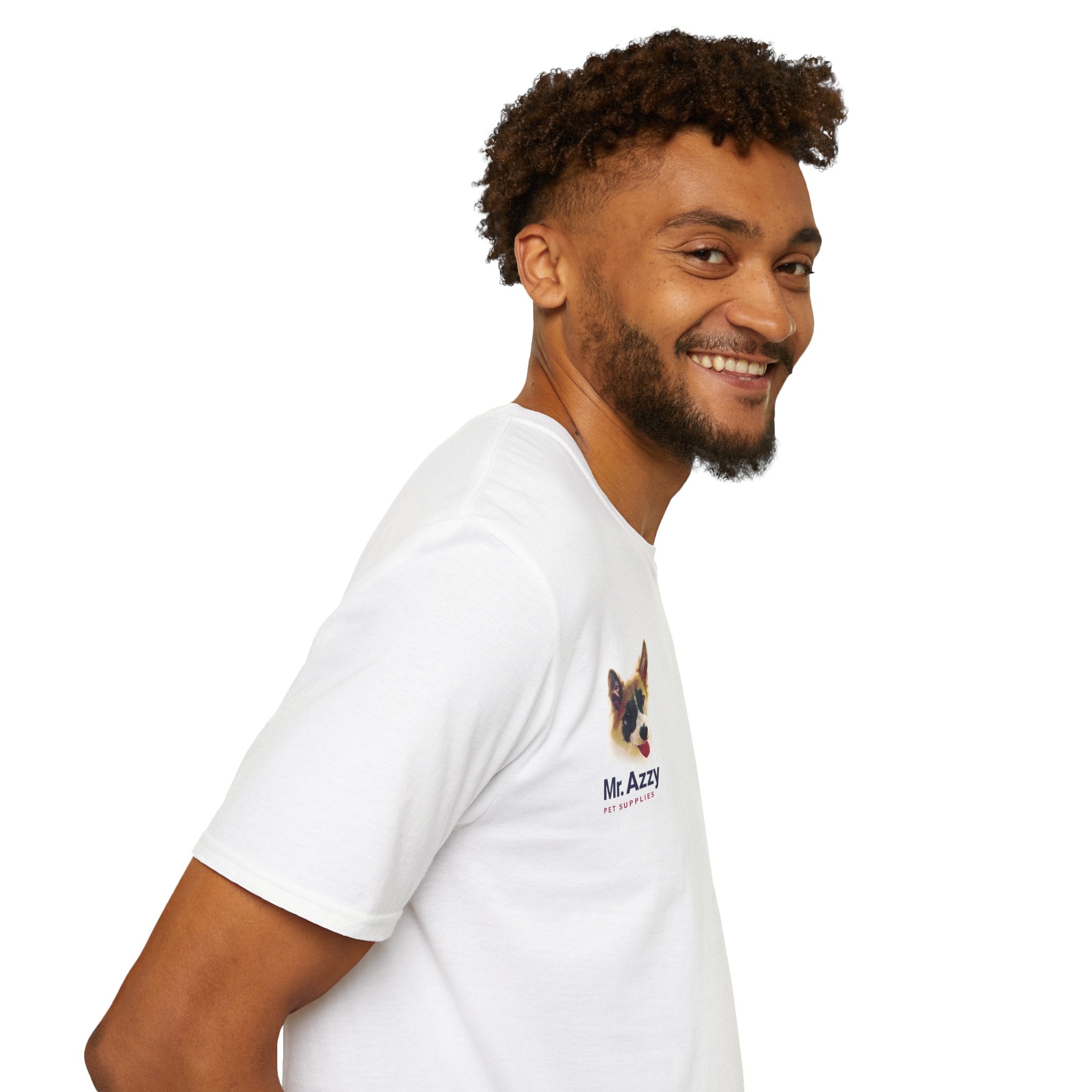 Mr. Azzy Official Logo T-Shirt – White Unisex Tee, Front & Back Print