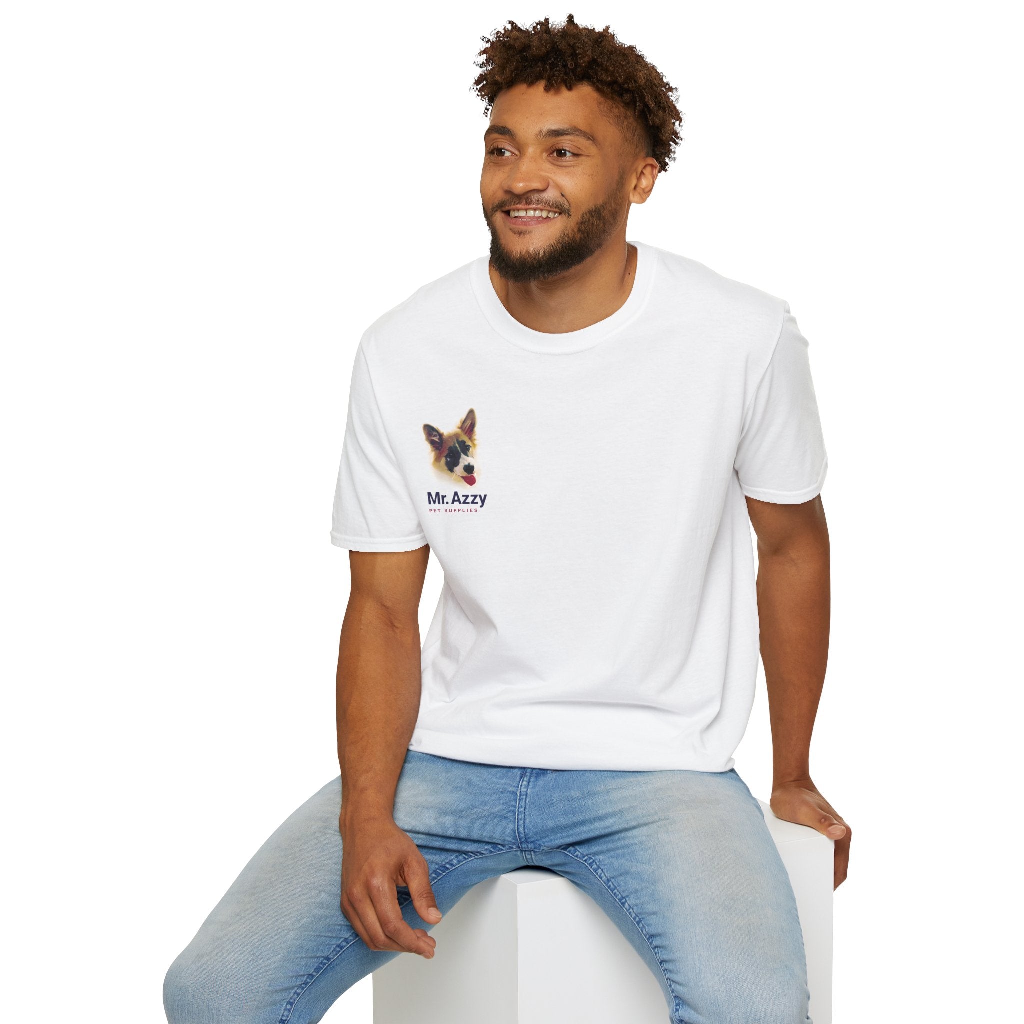 Mr. Azzy Official Logo T-Shirt – White Unisex Tee, Front Print Only