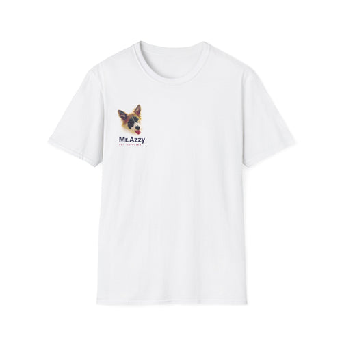 Mr. Azzy Official Logo T-Shirt – White Unisex Tee, Front & Back Print